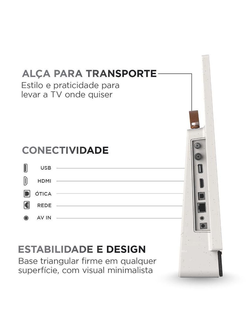Smart TV Portátil Aiwa 24” Full HD HDR10 Dolby Audio Google TV Bateria De 3h AWS-TV-24-01-G Bivolt