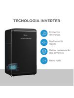 Frigobar Retrô Preto 93L Inverter Bivolt Midea MDRD142RTD303 Bivolt