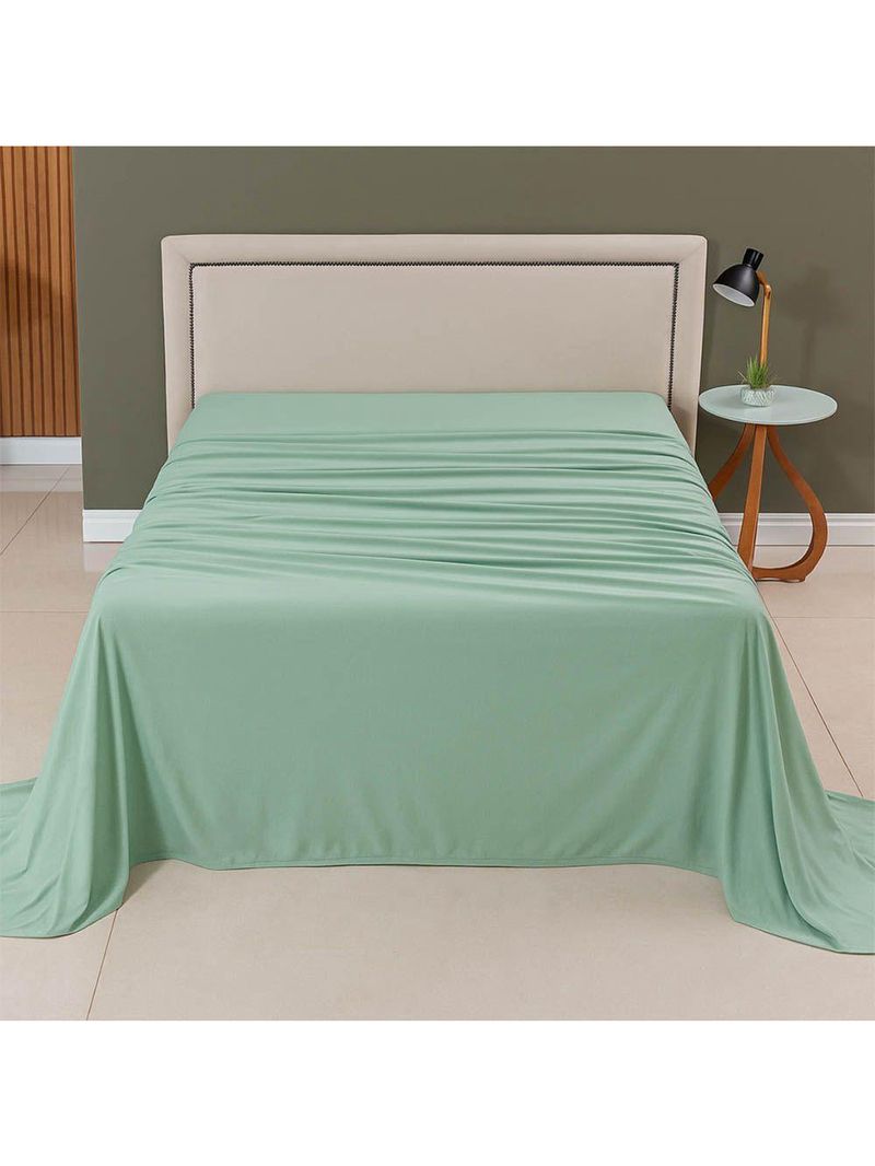 Lençol De Cima Avulso Minimal Liso King 01 Peça Malha 100% Algodão - Verde