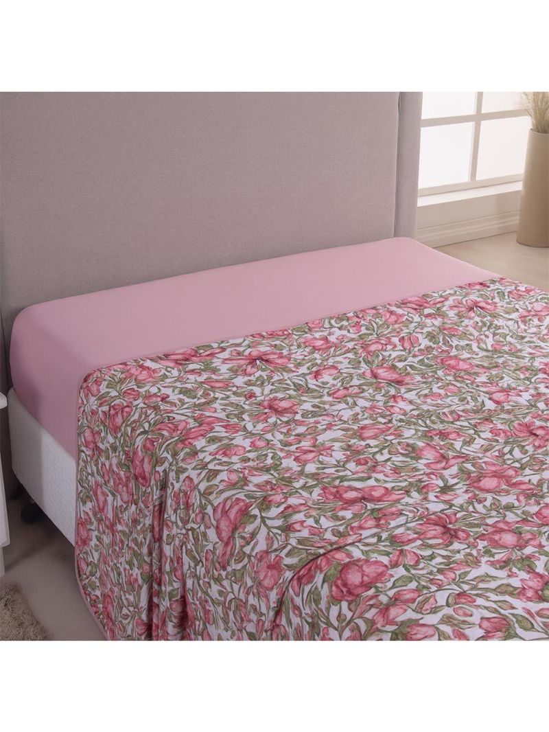 Lençol De Cima Avulso Luar Estampado King 01 Peça Malha 100% Algodão - Floral