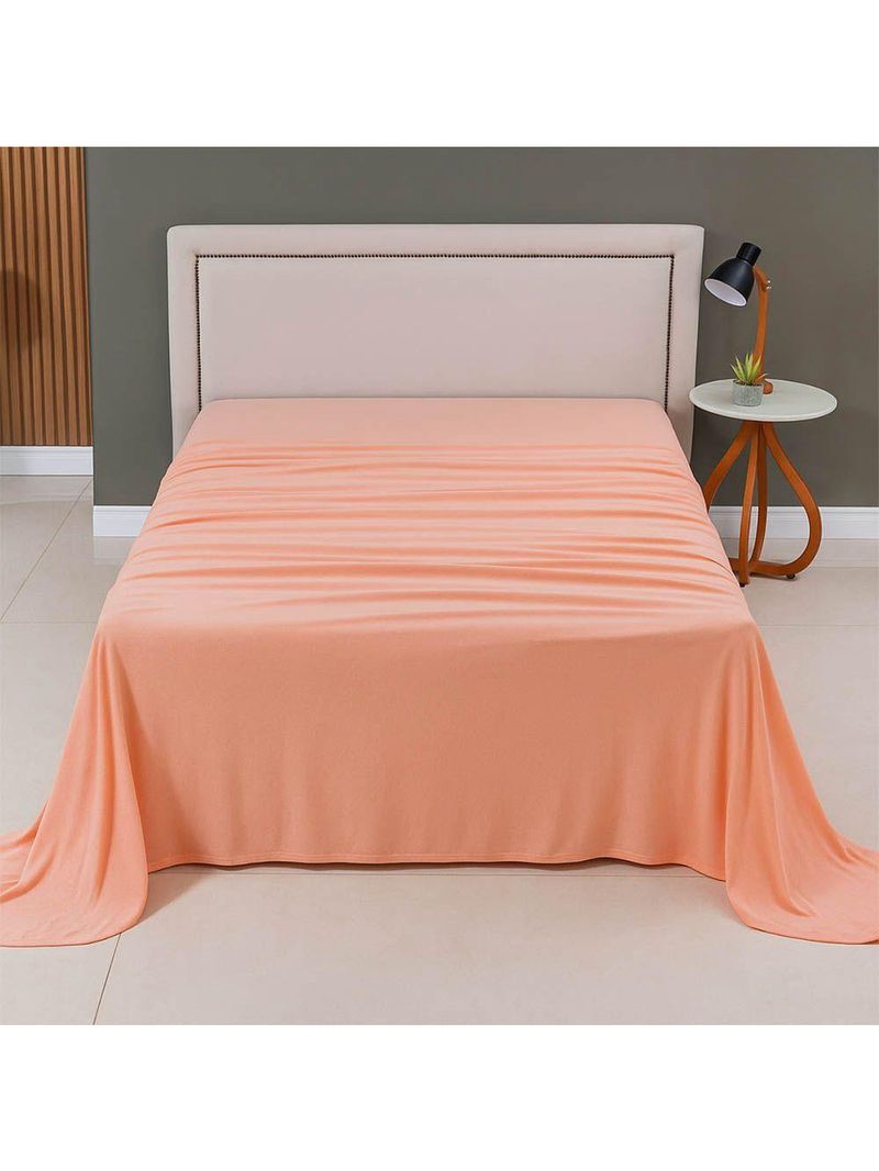Lençol De Cima Avulso Minimal Liso King 01 Peça Malha 100% Algodão - Salmão