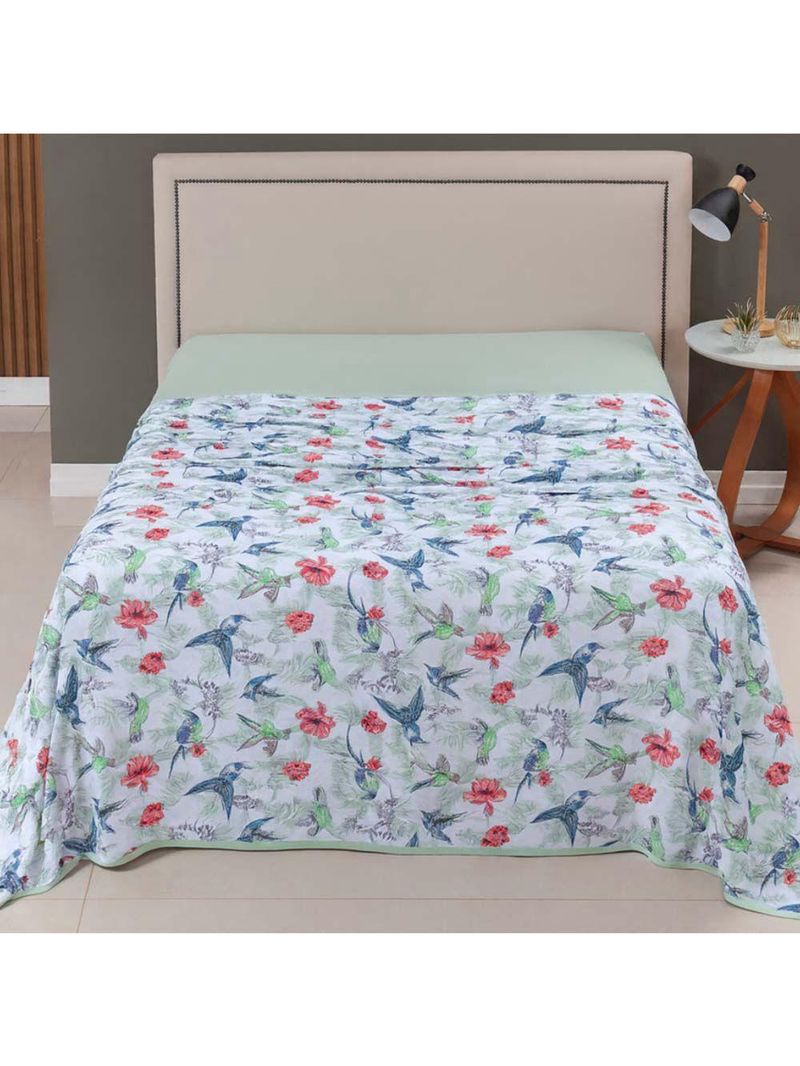 Lençol De Cima Avulso Luar Estampado King 01 Peça Malha 100% Algodão - Birds