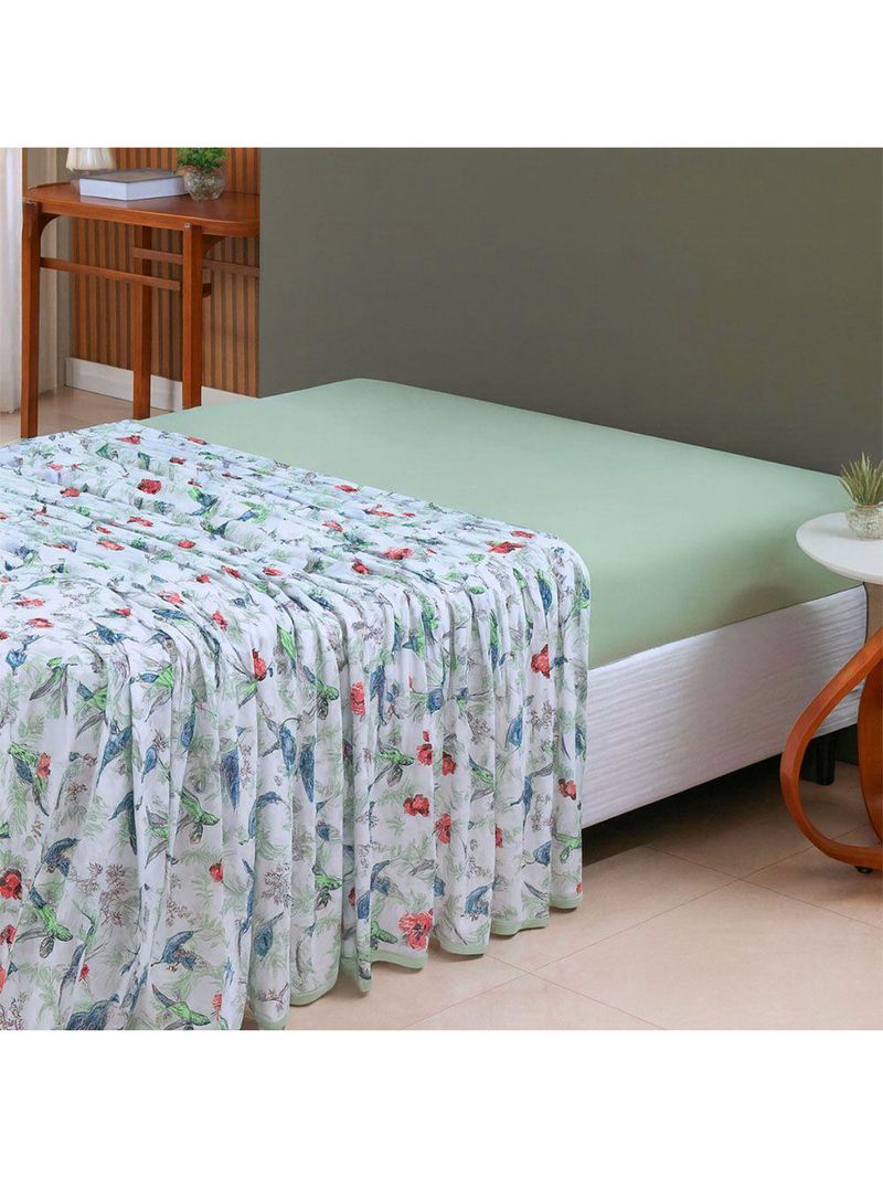 Lençol De Cima Avulso Luar Estampado King 01 Peça Malha 100% Algodão - Birds