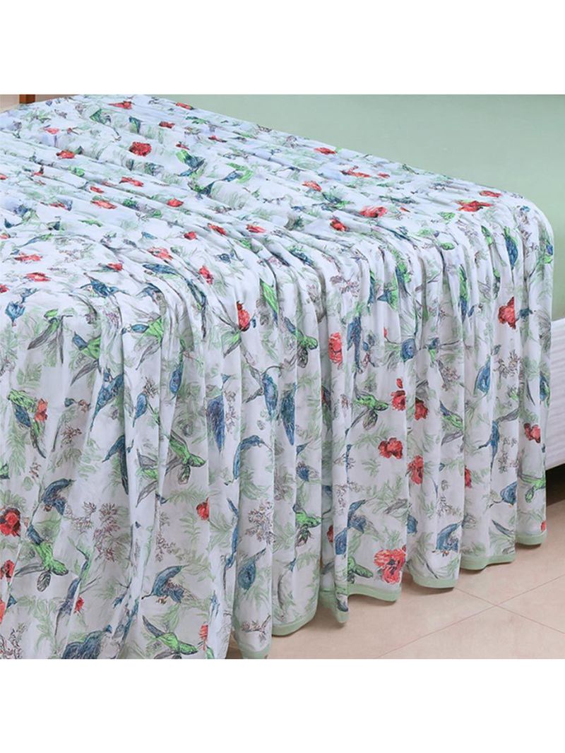 Lençol De Cima Avulso Luar Estampado King 01 Peça Malha 100% Algodão - Birds