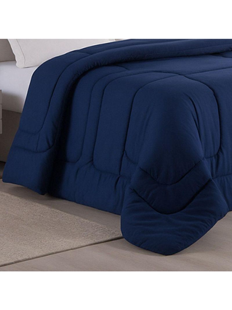 Edredom Bali Liso King 01 Peça Micropercal Dupla Face 400 Fios Macio - Azul Marinho - 100% Poliéster