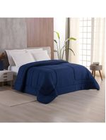 Edredom Bali Liso King 01 Peça Micropercal Dupla Face 400 Fios Macio - Azul Marinho - 100% Poliéster