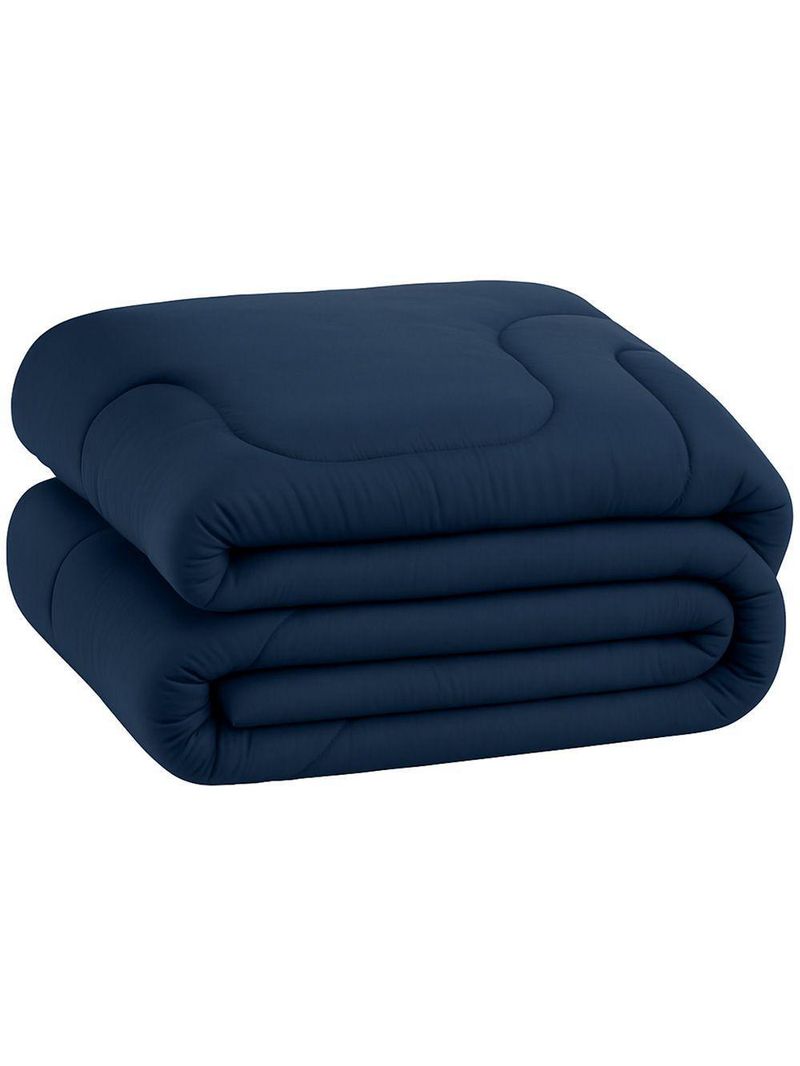 Edredom Bali Liso King 01 Peça Micropercal Dupla Face 400 Fios Macio - Azul Marinho - 100% Poliéster