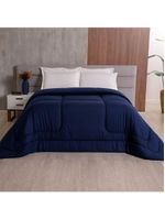 Edredom Bali Liso King 01 Peça Micropercal Dupla Face 400 Fios Macio - Azul Marinho - 100% Poliéster