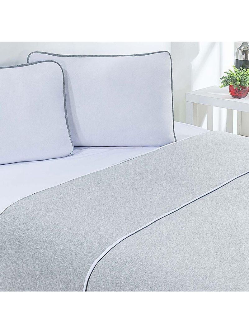 Jogo De Cama Malha Lençol 100% Algodão Urbano 4 Peças Queen Branco-mescla