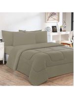 Kit Edredom + Jogo De Lençol 100% Algodão Gran Moratta 7 Peças King Avelã-avelã