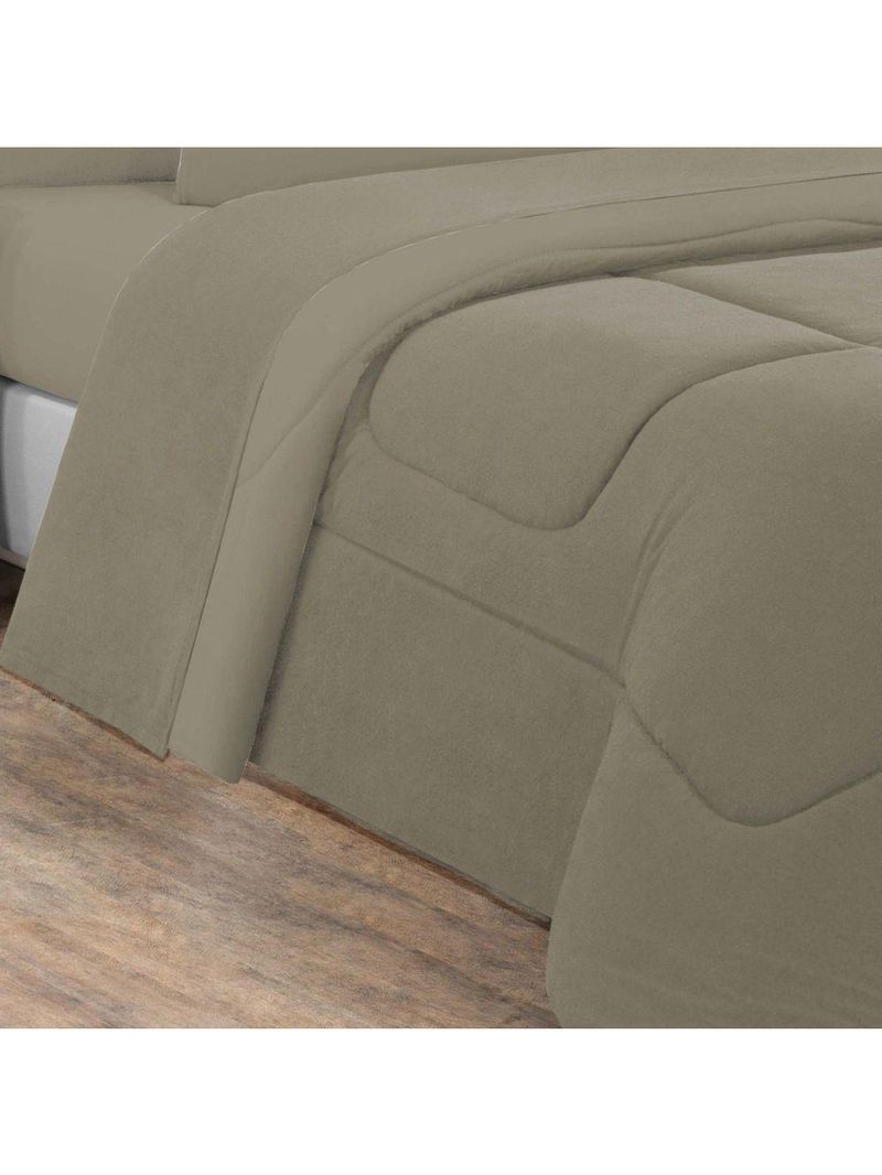 Kit Edredom + Jogo De Lençol 100% Algodão Gran Moratta 7 Peças King Avelã-avelã