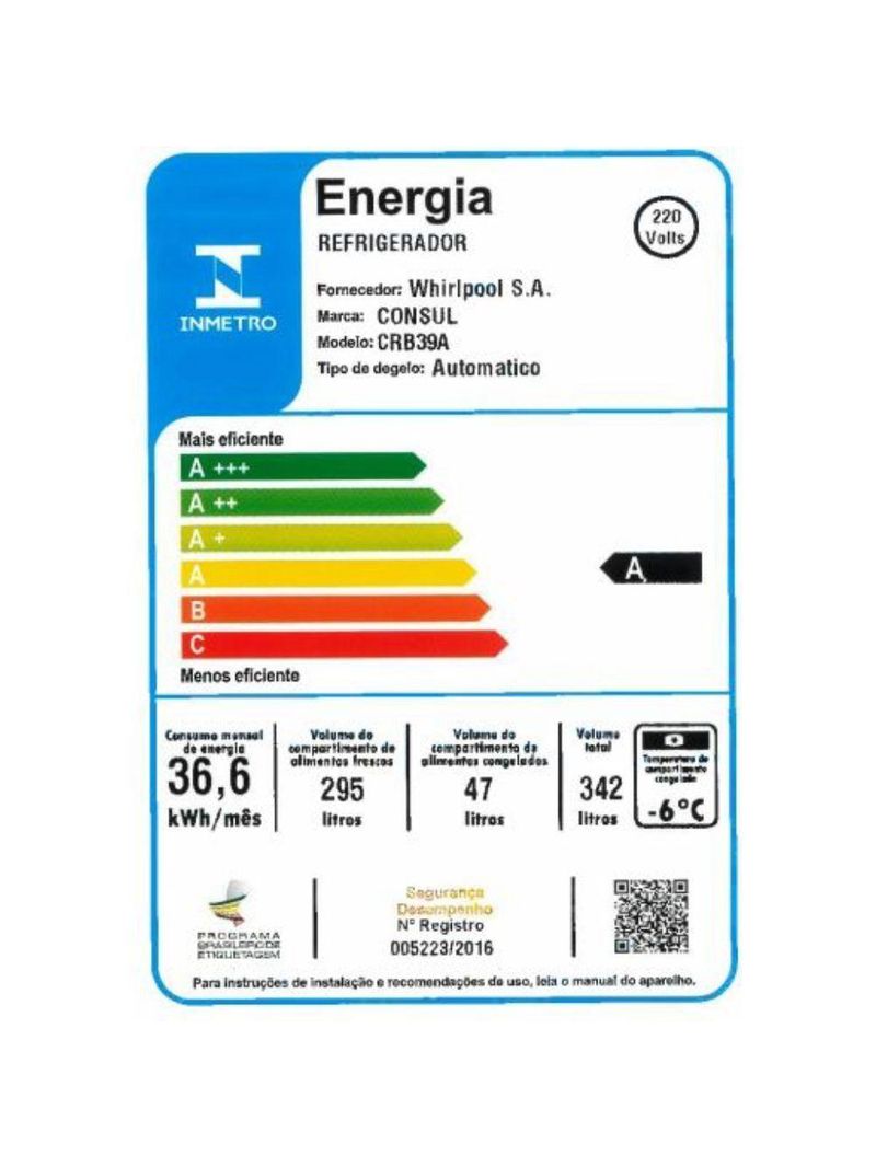 Refrigerador Consul Frost Free 342 Litros Branco 220V