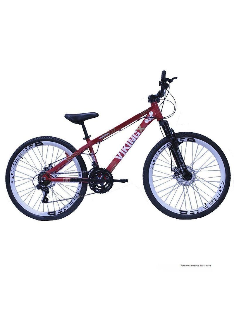 Bicicleta Viking X Tuff30 Freeride Aro 26 Freio A Disco 21 Velocidades Cambios Shimano Vermelho Aro Branco- Vikingx