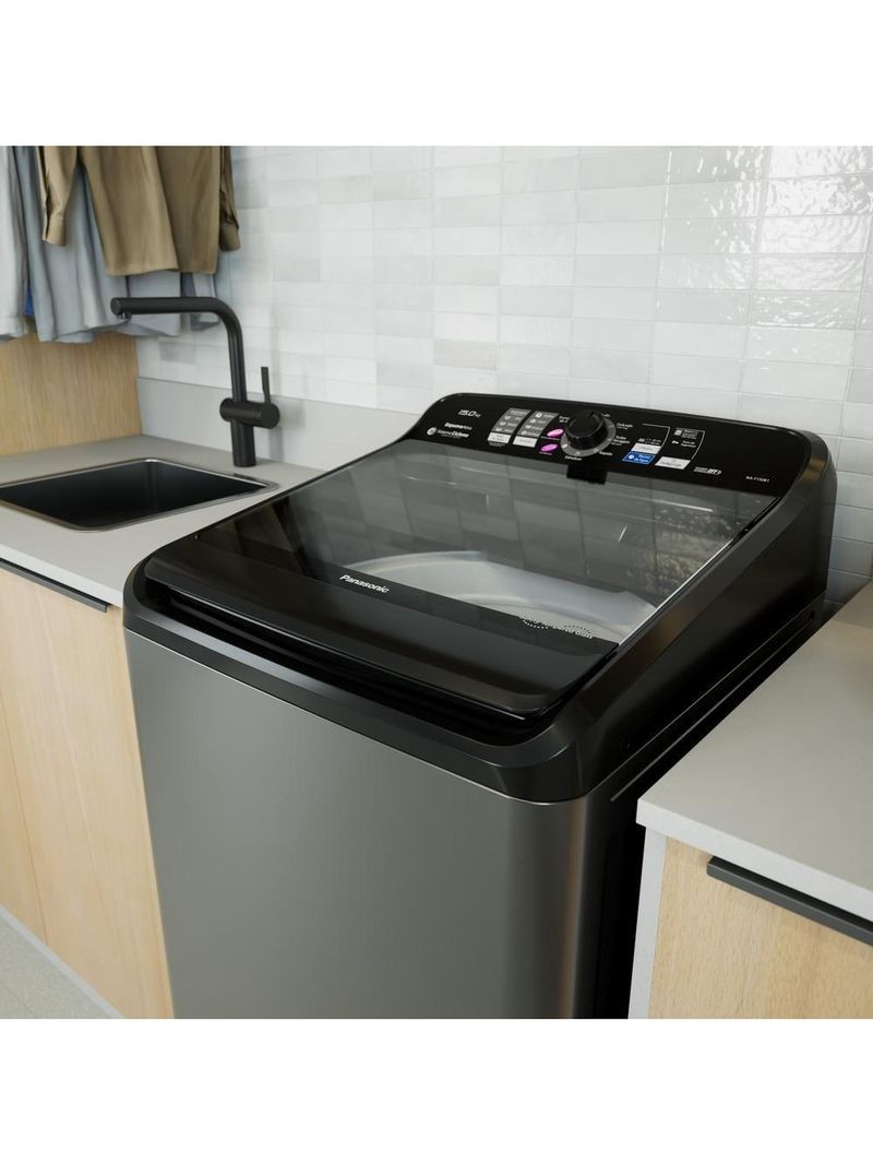 Maquina De Lavar Panasonic 15kg Sistema Ciclone Titânio NA-F150B1TA 110V