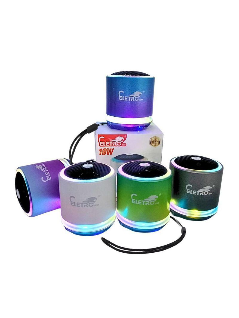 Mini Caixa De Som Bluetooth Usb 10w Led Rgb