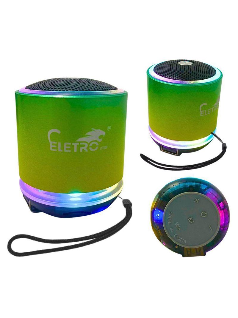 Mini Caixa De Som Bluetooth Usb 10w Led Rgb