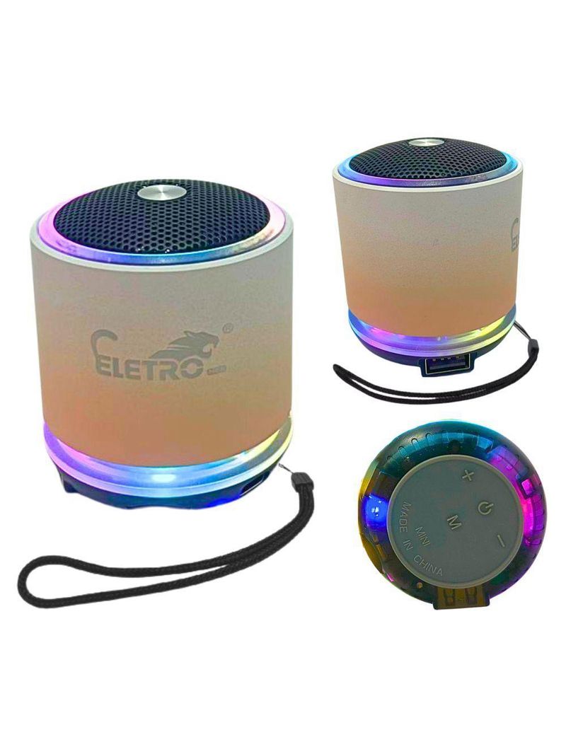 Mini Caixa De Som Bluetooth Usb 10w Led Rgb