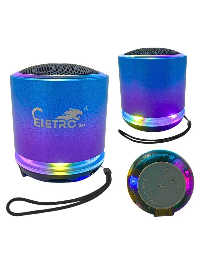 Mini Caixa De Som Bluetooth Usb 10w Led Rgb