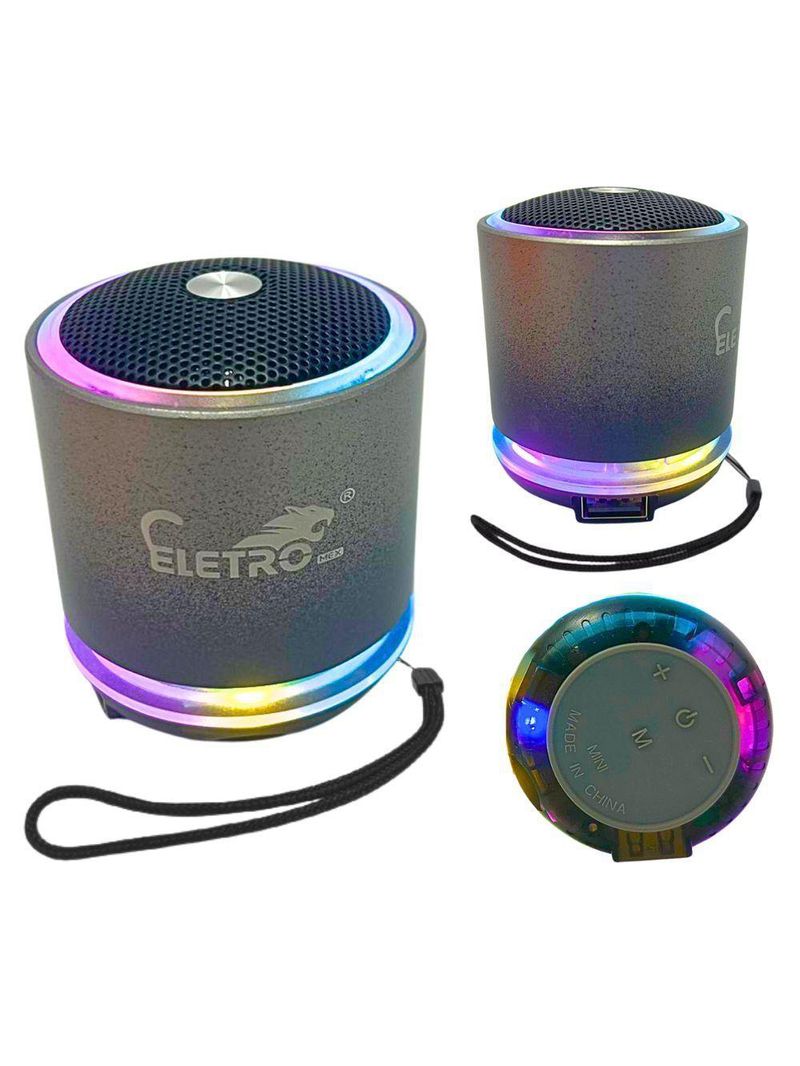 Mini Caixa De Som Bluetooth Usb 10w Led Rgb