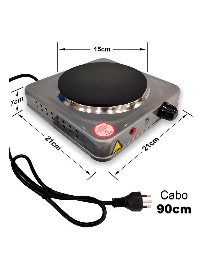Fogão Cooktop Elétrico Portátil 1 Boca 1000w - Ideal Para Viagens, Camping E Cozinha