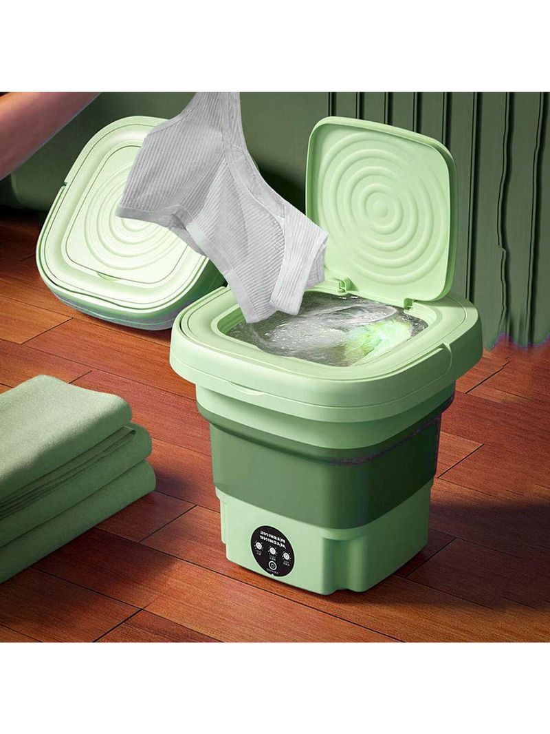 Mini Maquina De Lavar Roupas Dobrável Portátil 6,5 Litros - Economia De Espaço E Eficiência verde