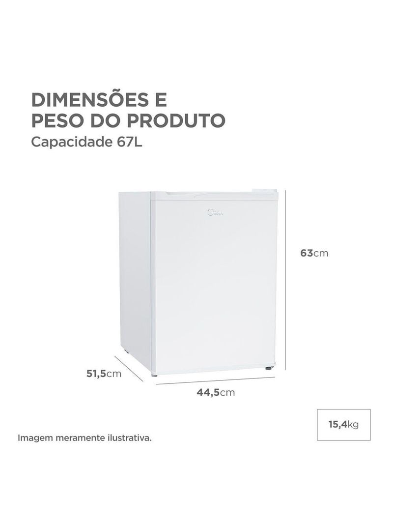 Frigobar Branco 67L Inverter Bivolt Midea MDRD108FGD013 Bivolt