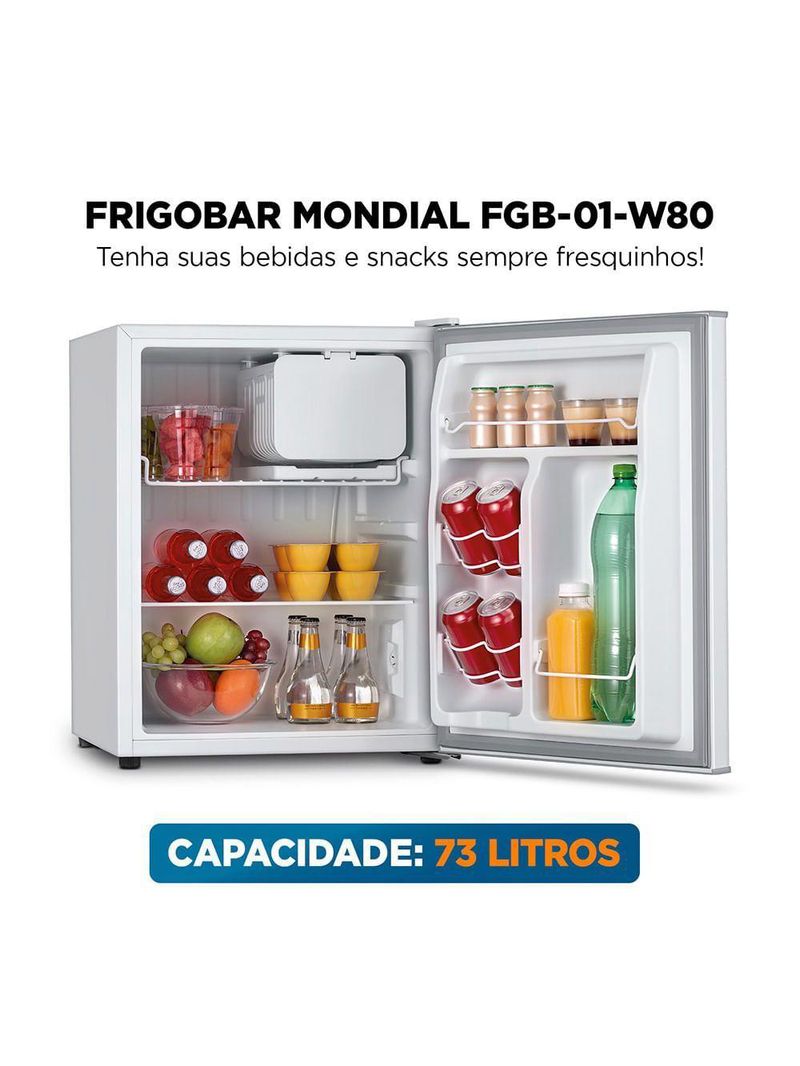 Frigobar Mondial 73L Porta Reversível Branco FGB-01-W80 110V