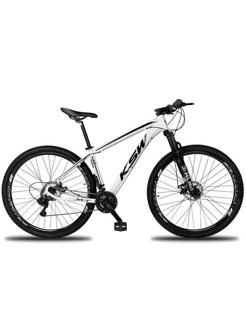 Bicicleta Aro 29 Ksw Xlt 24 Marchas Shimano Freio Hidraulico Quadro 17 Branco-preto
