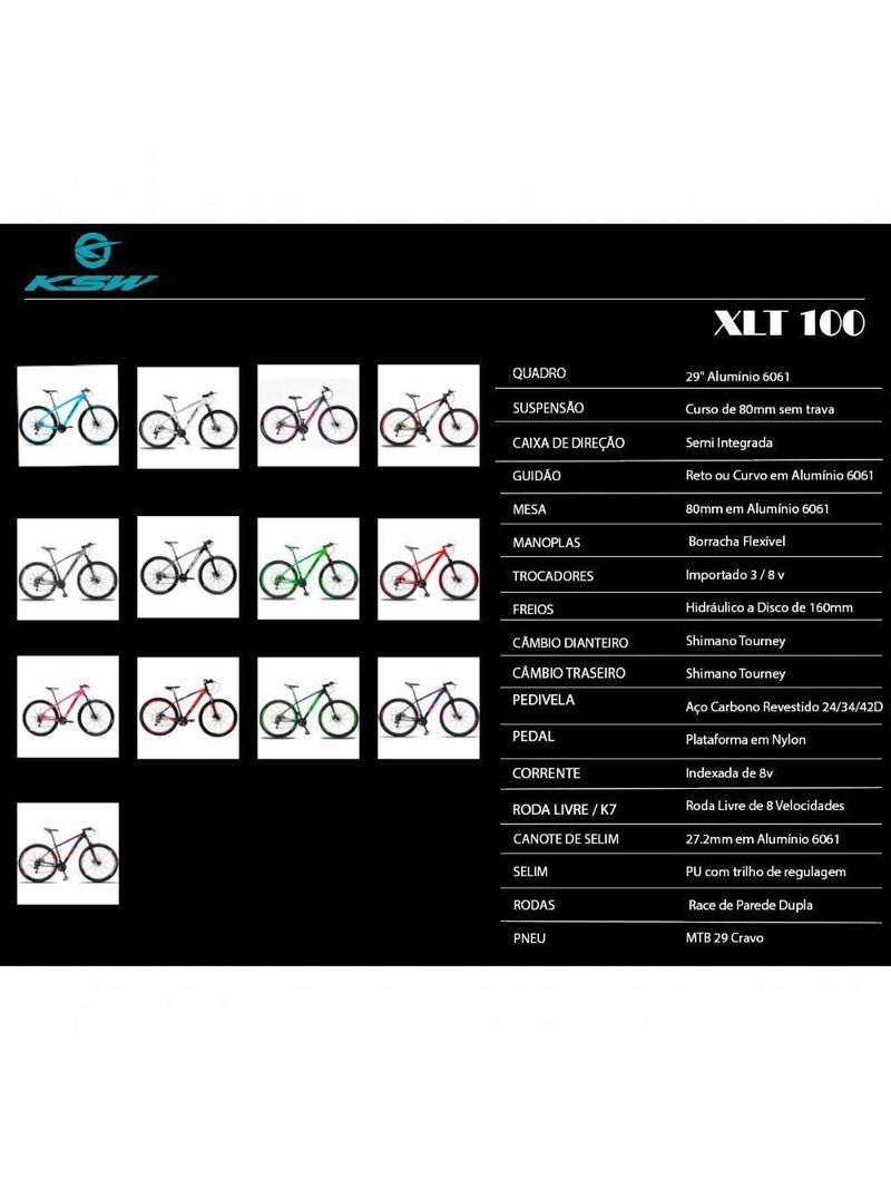 Bicicleta Aro 29 Ksw Xlt 24 Marchas Shimano Freio Hidraulico Quadro 17 Branco-preto