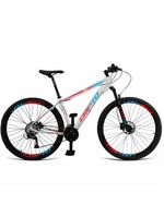 Bicicleta Aro 29 Cripto 21 Marchas Freio Disco E Suspensão - 21" Branco-Azul E Vermelho