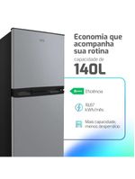 Geladeira Refrigerador Compacto HQ 140L Duplex Defrost, Baixo Consumo A+++ Preto/Cinza HQ-140RDF 220V