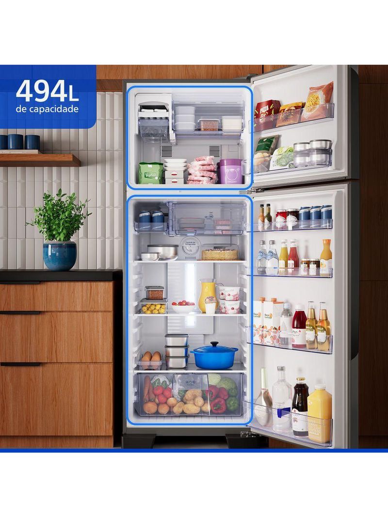Geladeira Panasonic BT71 Black Inox Look Duplex Frost Free 494L Inverter A - NR-BT71PV4BA 110V