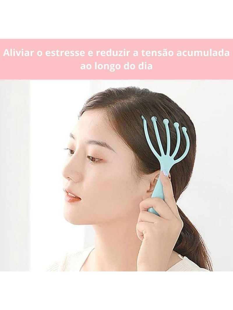 Kit Massageador Capilar Escova De Silicone Capilar + Massageador Cafuné Inox Para Relaxamento E Cuidados Com O Cabelo