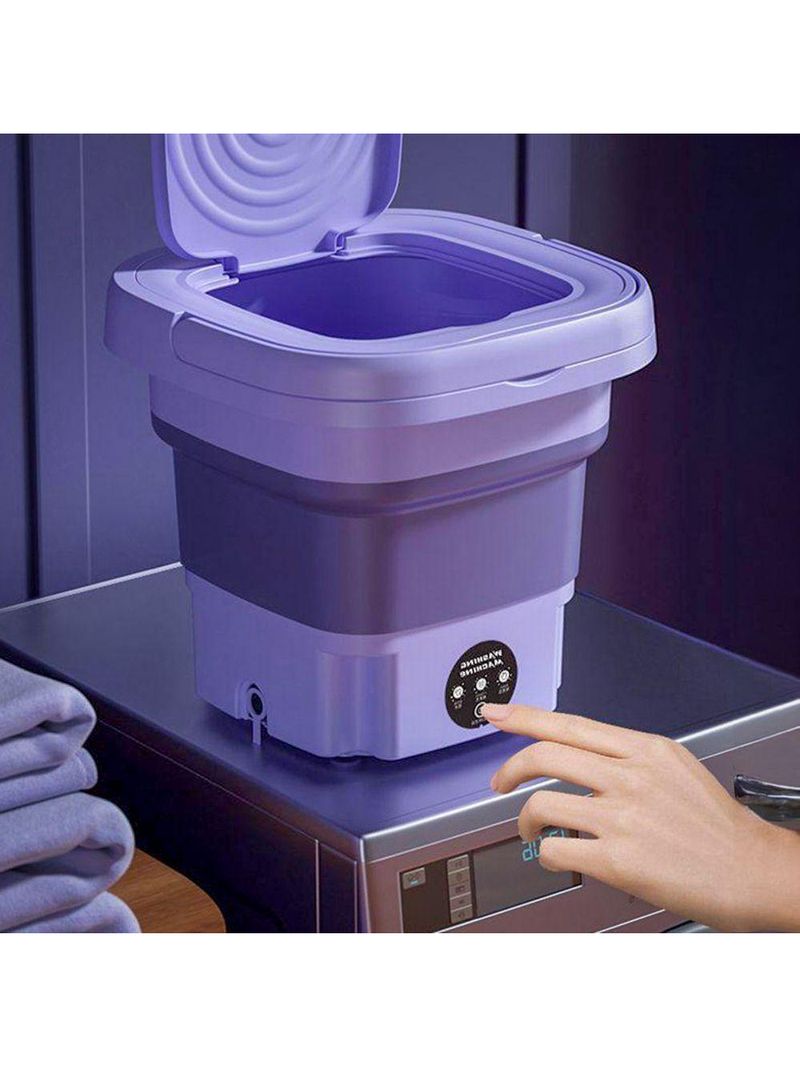 Mini Máquina De Lavar Roupas Dobrável Portátil 6,5l Bivolt lilás