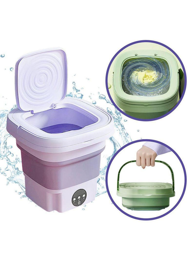 Mini Máquina De Lavar Roupas Dobrável Portátil 6,5l Bivolt lilás