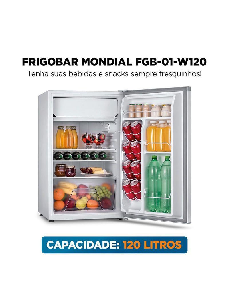 Frigobar Mondial 120L Porta Reversível Branco FGB-01-W120 220V