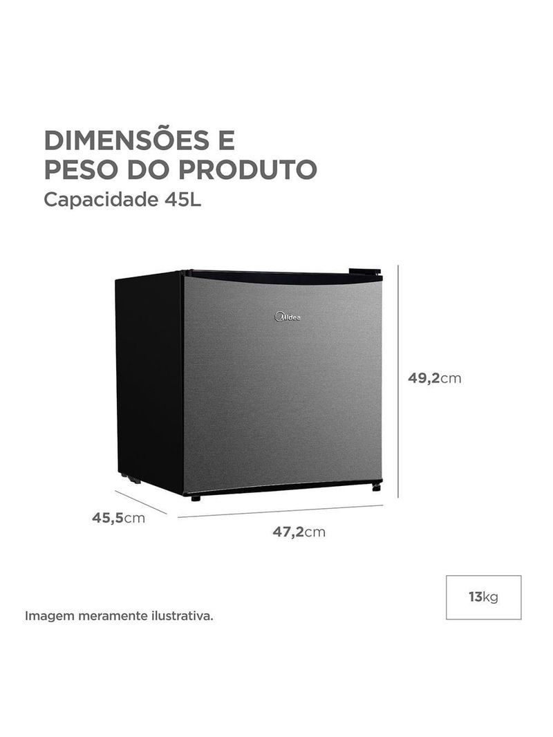 Frigobar 45 Litros Porta Prata Inverter Midea MDRD086FGD503 Bivolt