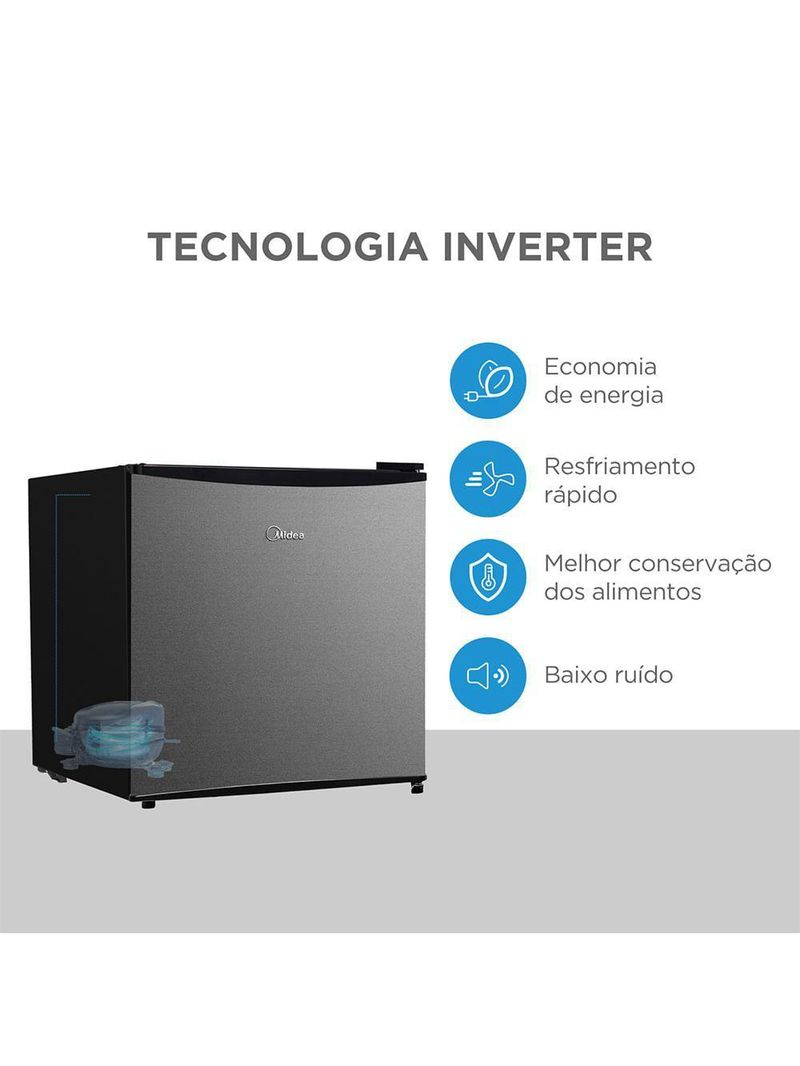 Frigobar 45 Litros Porta Prata Inverter Midea MDRD086FGD503 Bivolt