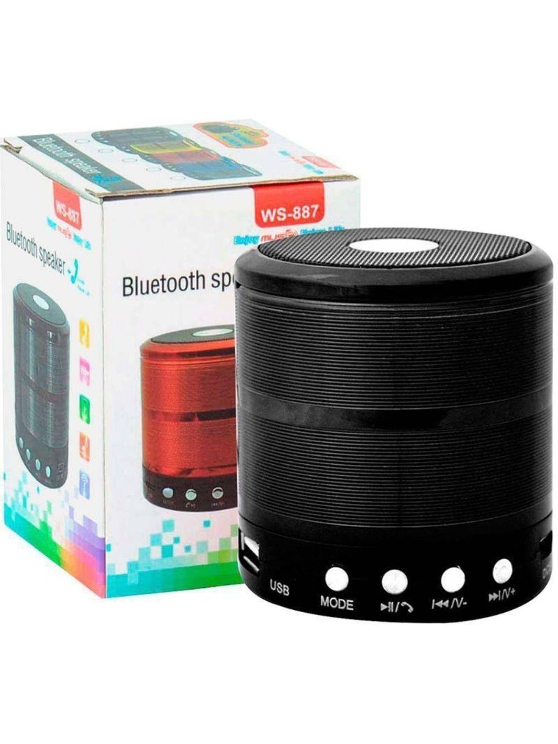 Mini Caixa Som Portátil Bluetooth Mp3 Sd Usb 3w Ws-887 Preto
