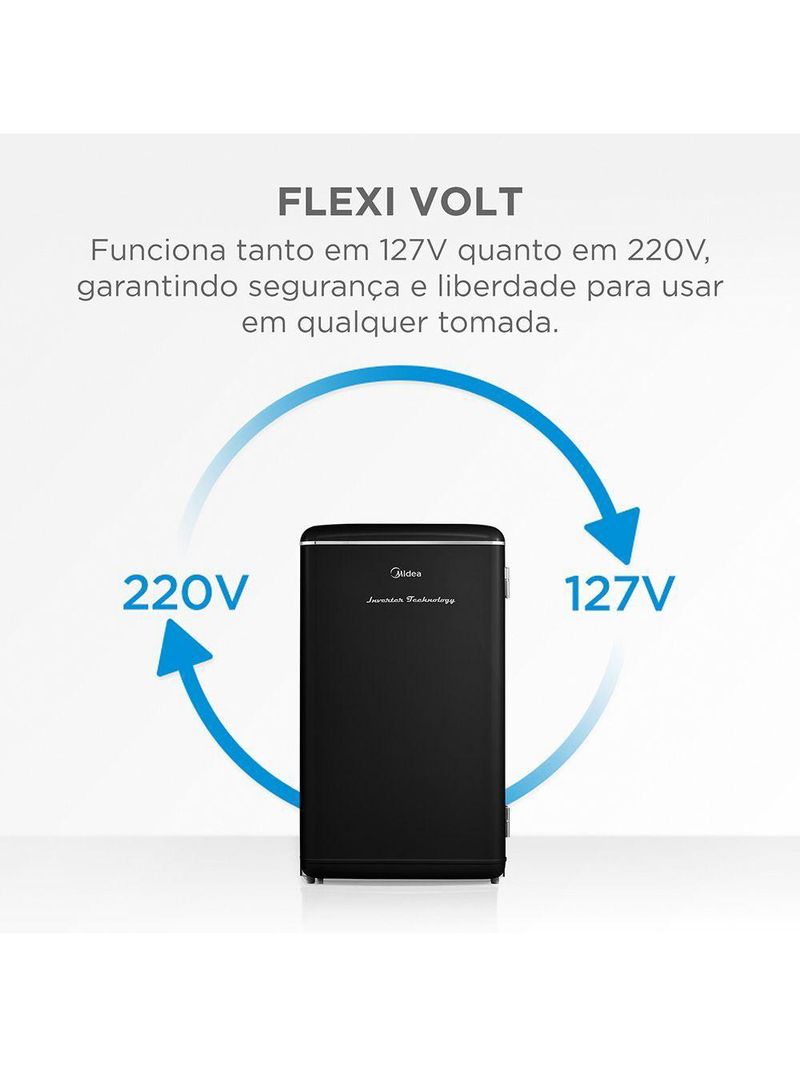 Frigobar Midea Retrô 93L Inverter Preto Bivolt