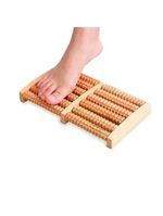 Kit 2 Peças Massagem Maderoterapia Rolo Bastão Espiga Corporal E Massageador De Pés De Madeira Natural Bege