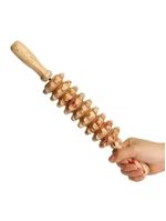 Kit 2 Peças Massagem Maderoterapia Rolo Bastão Espiga Corporal E Massageador De Pés De Madeira Natural Bege