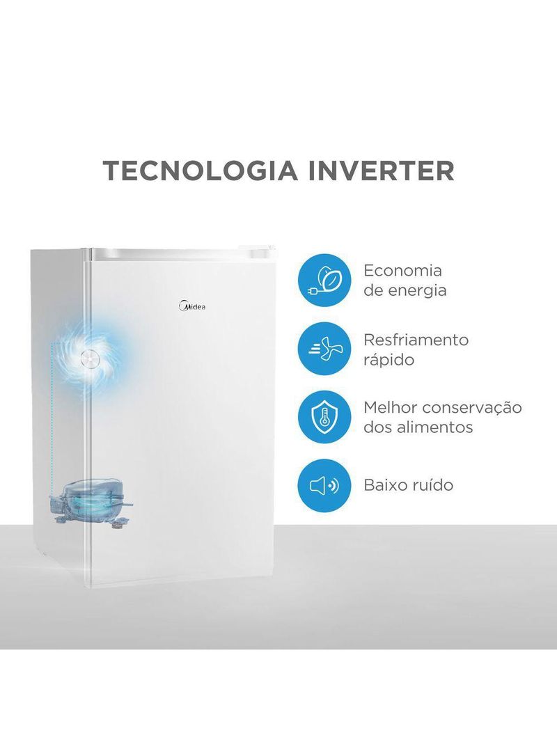 Frigobar Branco 124L Inverter Bivolt Midea MDRD181FGD013 Bivolt