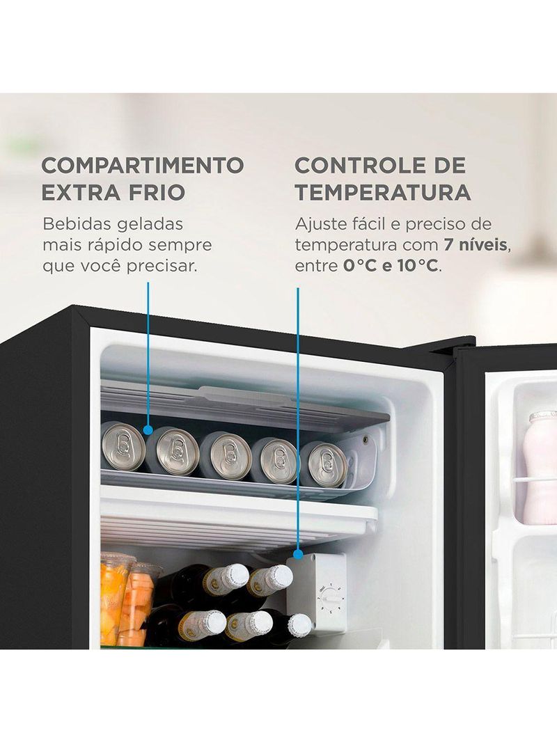 Frigobar Midea 93L Inverter Preto Com Porta Na Cor Inox Bivolt
