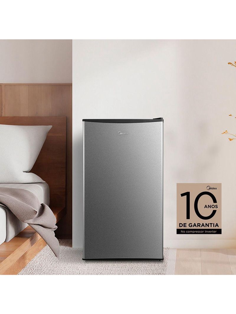 Frigobar Midea 93L Inverter Preto Com Porta Na Cor Inox Bivolt