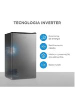 Frigobar Midea 93L Inverter Preto Com Porta Na Cor Inox Bivolt