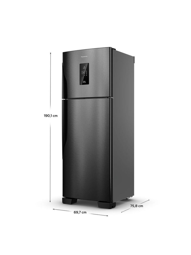 Geladeira Panasonic BT71 Black Inox Look Duplex Frost Free 494L Inverter A - NR-BT71PV4BB 220V
