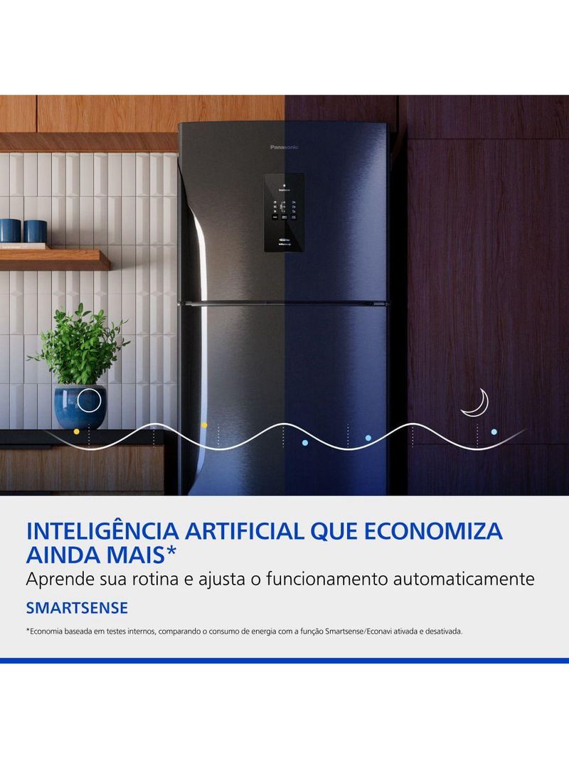 Geladeira Panasonic BT71 Black Inox Look Duplex Frost Free 494L Inverter A - NR-BT71PV4BB 220V