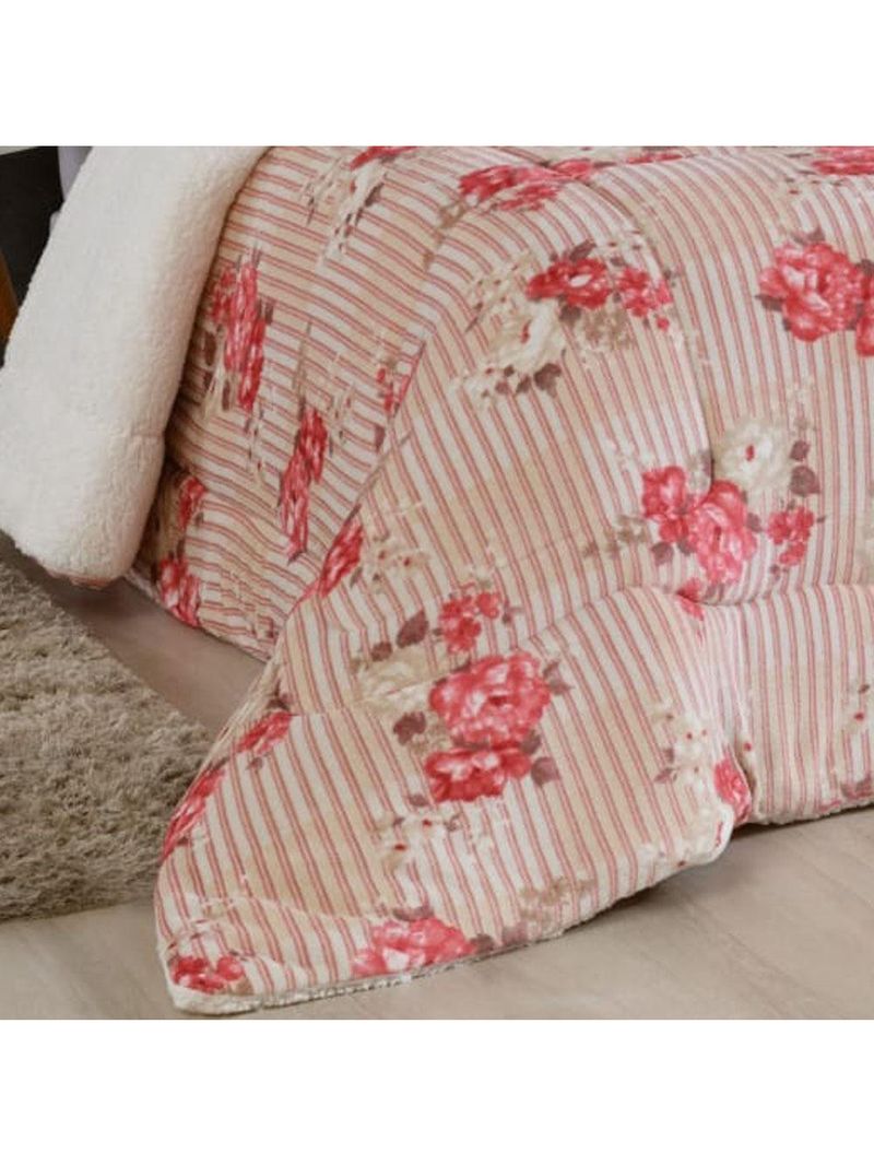 Coberdrom robust queen manta soft sherpa lã de carneiro pesado grosso 1 peça - vermelho listrado florido