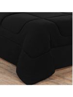 Kit Edredom + Jogo De Lençol Malha 100% Algodão Gran Moratta 6 Peças Queen - Preto-preto